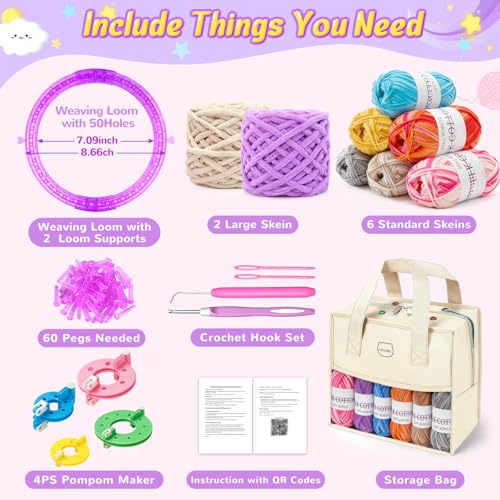96Pc Weaving Loom Kit, Knitting Loom Kit with Storage Bag & Crochet Hooks