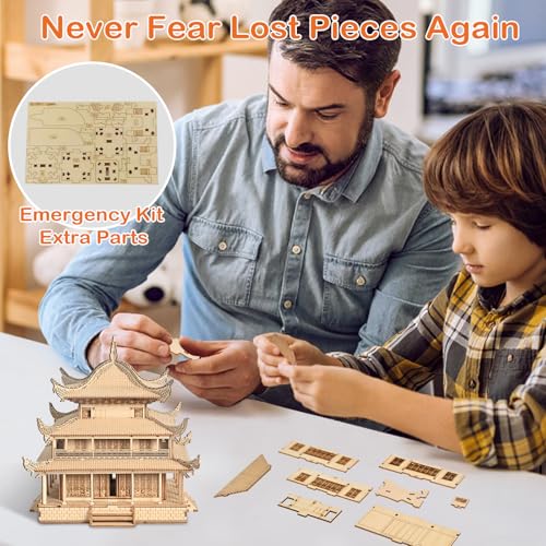 3D Wooden Puzzle & Building Blocks for Adults 14+ - Yueyang Tower Chinese Architecture Model Kit (216 PCS), DIY Craft Gift for Men & Teens,No Glue Needed - color: Yueyang Tower