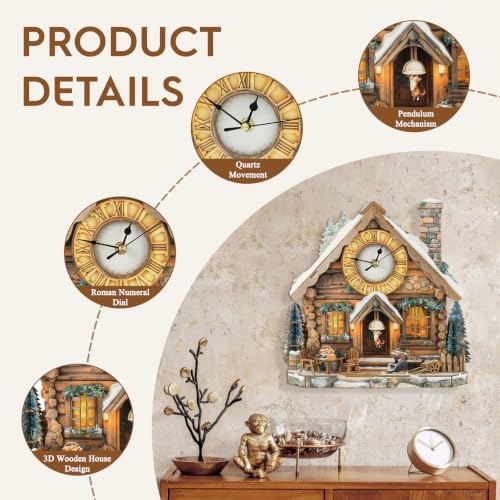 3D Wooden Puzzles for Adults-Wooden House Puzzle Clock-Adult Craft - color: Wooden House Clock