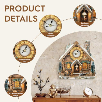3D Wooden Puzzles for Adults-Wooden House Puzzle Clock-Adult Craft - color: Wooden House Clock
