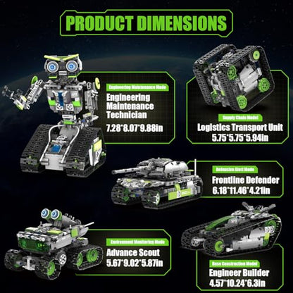 HPROMOT STEM Robot Building Kit for Kids Ages 8-16 | 757 PCS 5-in-1 APP & Remote Control Coding Robot Toy | 4 Control Modes | Engineering Educational Gift for Boys Girls Teens - color: T1120