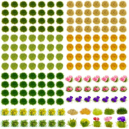 Warmtree 175 Pcs Static Grass Bushy Tufts Miniature Colorful Flower Cluster - color: Color B