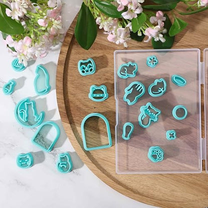 beinkmake 20Pcs Cats Polymer Clay Cutters Moon Kitten Clay Earrings Cutters - style: Cat