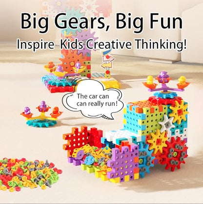 234Pcs Electric Montessori Building Blocks for Toddlers 3-5 4-8, Motorized Gear Construction Toy with Power Drill, STEM Educational Learning Set for Kids, DIY Moving Models, Birthday Gift for Boys