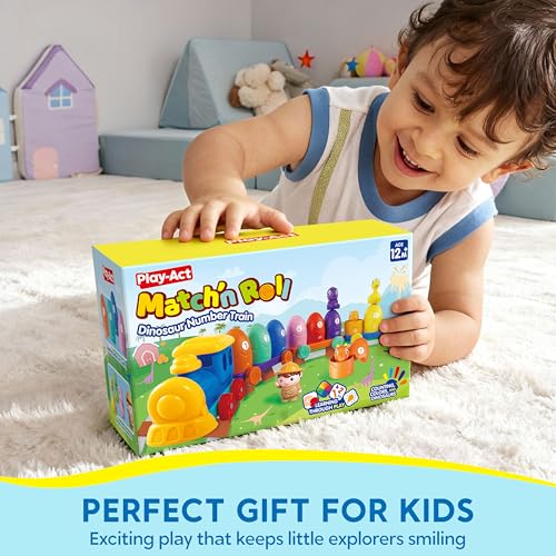 Play-Act Learning Toys for 1 2 3 Years Old, Counting, Matching & Sorting Montessori Learning Dinosaur Train Including 9 Dinosaurs, Birthday Gift for Baby Boys Girls - style: Dinosaur Number Train