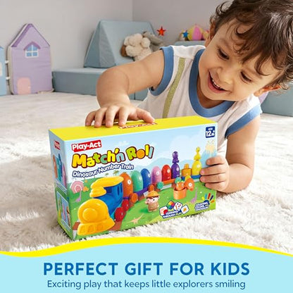 Play-Act Learning Toys for 1 2 3 Years Old, Counting, Matching & Sorting Montessori Learning Dinosaur Train Including 9 Dinosaurs, Birthday Gift for Baby Boys Girls - style: Dinosaur Number Train