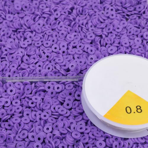 4000pcs Clay Beads - Lavender Purple, 6mm Heishi Bead Polymer Flat Round Disc Bulk Beads for Jewelry Making,DIY Friendship Bracelet and Necklace Craft - color: Lavender Purple