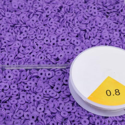 4000pcs Clay Beads - Lavender Purple, 6mm Heishi Bead Polymer Flat Round Disc Bulk Beads for Jewelry Making,DIY Friendship Bracelet and Necklace Craft - color: Lavender Purple