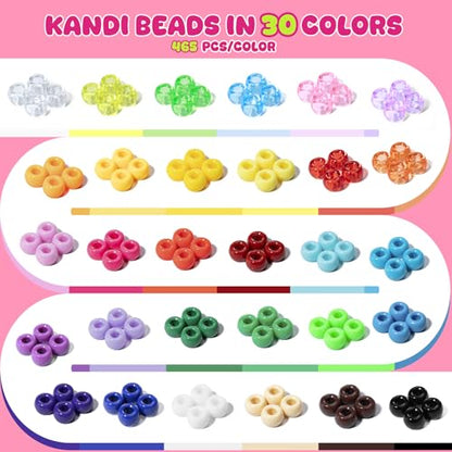 Simetufy 14000Pcs Pony Beads Bulk, 30 Colors 6x9 Kandi Beads for Bracelet - color: 30 Colors - 14000 Pcs