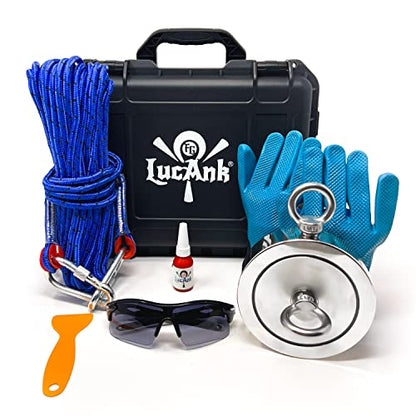Ultimate Magnet Fishing Adventure Kit - Complete Set with Double-Sided Neodymium Magnet, 66ft Rope, Protective Gloves, Safety Gear & Carrying Case. Choose 1700, 2600, or 4200 lbs Strength - style: 1700Lbs Fishing Magnet Kit