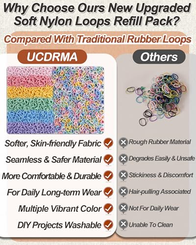 UCDRMA 1000PCS Soft Cloth Loom Bands Refill for Bracelet, Loop Bracelet Making Kit in Dreamy Creamy Colors Weaving Loom Refill Loops Pack, Elastic Band Bracelet Kit Can Make 40+ Friendship Bracelets - color: Dreamy Creamy Colors