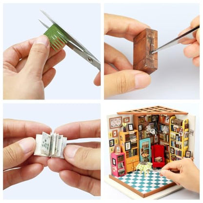 Rolife 1:20 Miniature House Kits-Tiny House Kit-DIY Miniature Dollhouse Kits for Adults-Model Building Craft Kits-Hobbies Gifts for Women and Men - color: Sam's Study