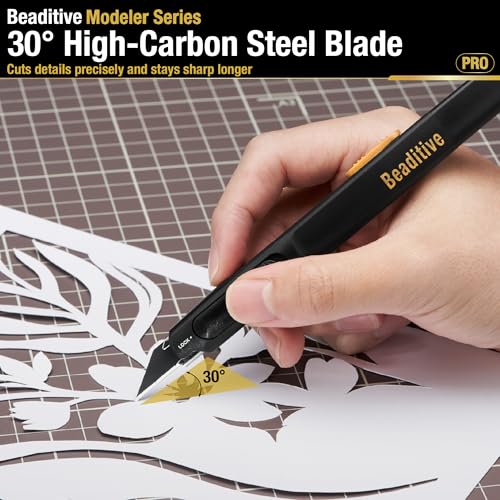 Beaditive High Precision Detail Craft Knife Pro - 30 Degree Blade Utility Knife - Art, Craft, Model Making (1 Pro Knife, 10 Black Blades) - style: 1 Pro Knife, 10 Black Blades