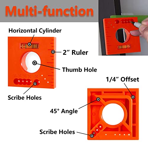 2PCS Marks Offset Ruler with Level - 5 in 1 Multifunction Ruler for Parallel Lines for Screws or Cutting Marking Offset Marking Tool Easily Scribe Trim for The Perfect fit