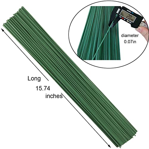 Arlai 100 Pcs 2 Gauge Floral Stem Wire 16 Inch Dark Green Floral Wire - DIY Artificial Flower Arrangements Wreath Making Supplies - color: 100 pcs Dark green