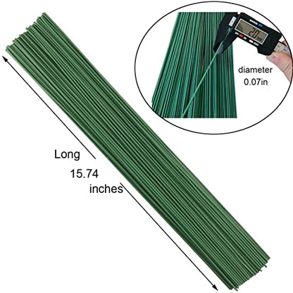 Arlai 100 Pcs 2 Gauge Floral Stem Wire 16 Inch Dark Green Floral Wire - DIY Artificial Flower Arrangements Wreath Making Supplies - color: 100 pcs Dark green