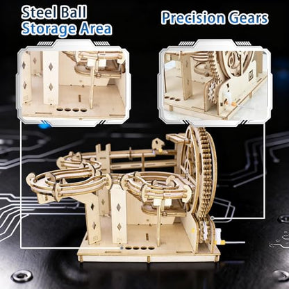 YSWOOD WORLD 3D Wooden Puzzles for Adults, DIY Model Marble Run Kit