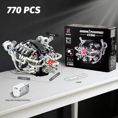 V8 Engine Model Kit, Mini V8 Engine Kit that Runs for Kids Adults (770PCS） - size: Small