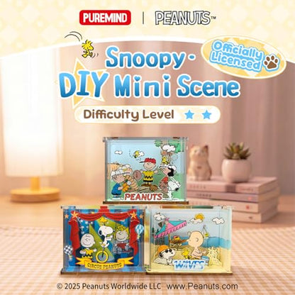 puremind Snoopy Beach Miniature Wooden Puzzle Kit, Peanuts 3D Display Model - style: Beach Miniature