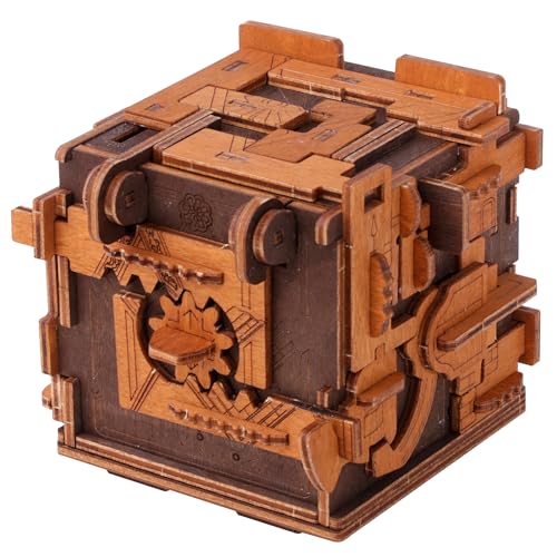 WOODEN.CITY Escape Room Puzzle Box – 3D Wooden Puzzle Box for Adults & Teens, Brain Teaser Puzzle Box Secret Lock Box with Cluebox Mechanism – Mechanical Wood Puzzle Box Kit, Unique Puzzle Boxes Gift