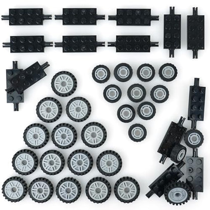 City Wheels and Axles Set Building Block Tires Car Parts Brick Accessories - color: Black and Grey