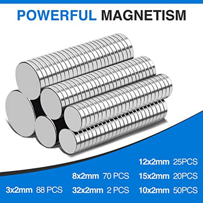 TRYMAG Small Strong Magnets, 6 Sizes Rare Earth Magnet, 255Pcs - color: Silver, size: mix-255Pcs