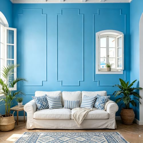 3 Set Peel and Stick Wall Molding Kit, Premade Wainscoting Panels - color: white 96''x37.5''