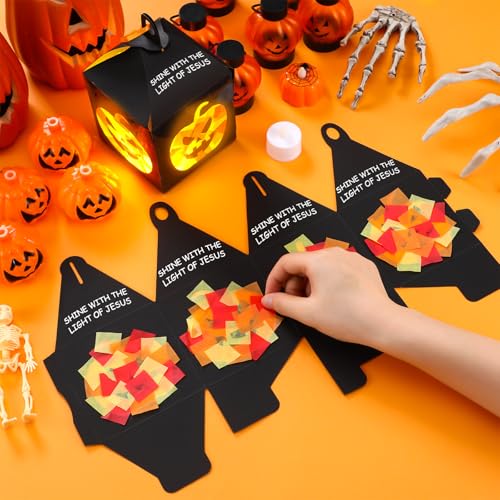 Simgoing 12 Sets Halloween Jack-O-Lantern Crafts Tissue Paper Crafts - style: Jack-O-Lantern