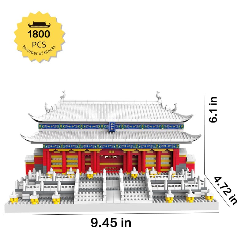 1801Pcs Chinese Architecture Micro Building Bricks Model Kit for Adults – Detailed Architectural Display Model – Ages 14+