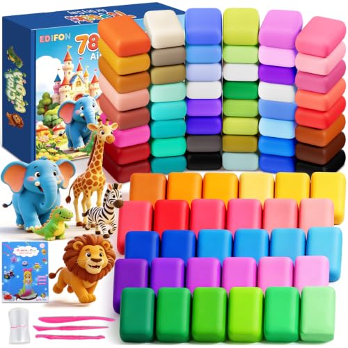 EDIFON Air Dry Clay, 78 Colors Foam Magic Modeling Clay for Kids DIY Crafts - color: 78 colors