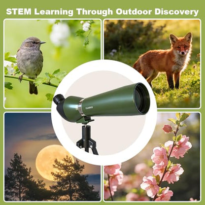 Kids Spotting Scope for Bird Watching, 18X & 36X Beginner Scope for Nature Exploration, STEM Outdoor Gift for Boys & Girls Ages 6-12, Tabletop Tripod, Educational Birthday