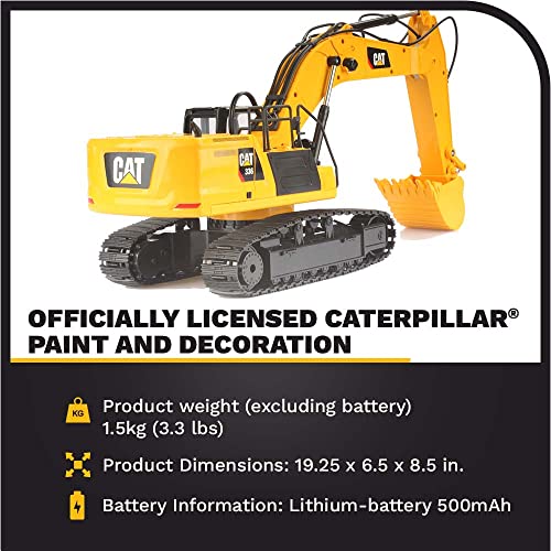 Diecast Masters RC Truck CAT 336 Excavator | Fully Functional Radio Control 1:24 Scale Model Remote Truck, Caterpillar Trucks Yellow 25001