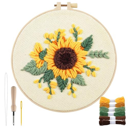 Punch Needle Kit Adults Beginner, Step-by-Step Guide & Video - color: Sunny Yellow Flower