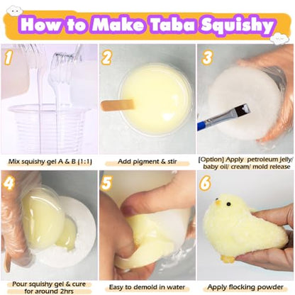 Taba Squishy Maker Big Chick Silicone Mold+Gel+Kits Fufu Squish Making Pack - color: Big Chick