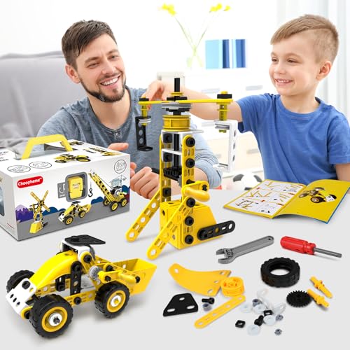 choopheme 10 in 1 Stem Toys for 5 6 7 8 9+ Year Old Building Block Kit Stem Activities Projects Boy Toys Age 4-8 5-7 6-8 8-10 Creative Set Educational Engineering Excavator Construction Birthday