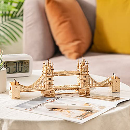 Rowood 3D Wooden Puzzles for Adults, DIY Five-Storied Pagoda Bundle London Tower Bridge,Gifts for Teens on Christmas
