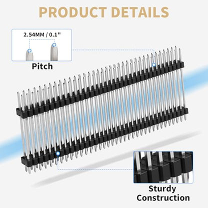 2x40 Pin Header Strip, 30mm, Double Row Header Pins Connector - size: 30mm Dual Row Plastic