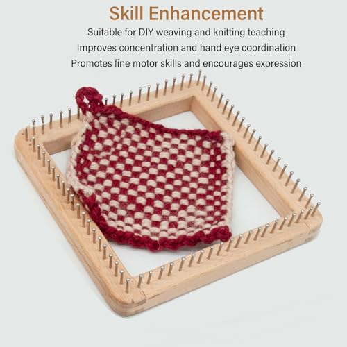 FOSA Pin Looms, Weaving for Adults, Wooden Knitting Hand Craft Wooden Knitting Board, Pin Weaving Kits for DIY Weaving Beginners, 10 * 10cm - size: 10*10cm