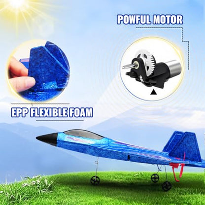 F-22 Raptor 2.4GHz RTF RC Fighter With 6-Axis Gyro For Kids Beginners - color: Blue Kf803