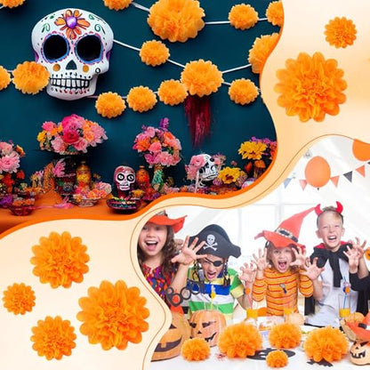 Gejoy 20 Pcs Giant Tissue Paper Flowers Orange Large 3D Wall Backdrop - color: Orange Colors