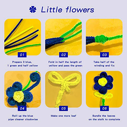 100 Pieces Pipe Cleaners Bulk Chenille Stem Blue Pipe Cleaners - color: Blue