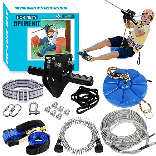 Zip Line Kit for Kids Adults : Up to 380Lbs 250FT Quick Tighten Zipline for Backyard Outdoor with 100% Rust Proof Removable Trolley Seat Spring Brake - size: 250ft