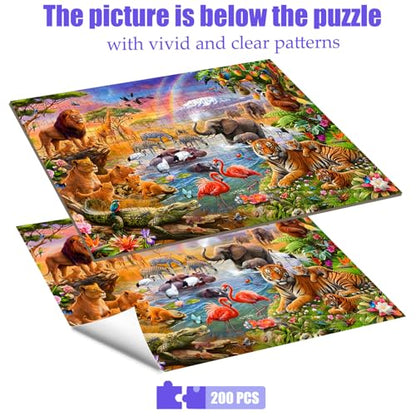 Puzzles for Kids Ages 6-8 8-10 - 200 Piece Puzzles - Animal World Puzzle - color: Animal World