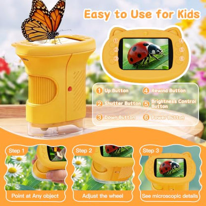 SEEKID Kids Microscope,1000X Handheld Digital Microscope (Yellow) - color: Yellow