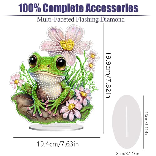 Diamond Painting Kits for Adults Beginners, 5D Full Drill Frog Crystal Art Desktop Ornament, DIY Single Sided Home Office Desk Decor, Creative Craft Gift Set with Tools - color: Frog