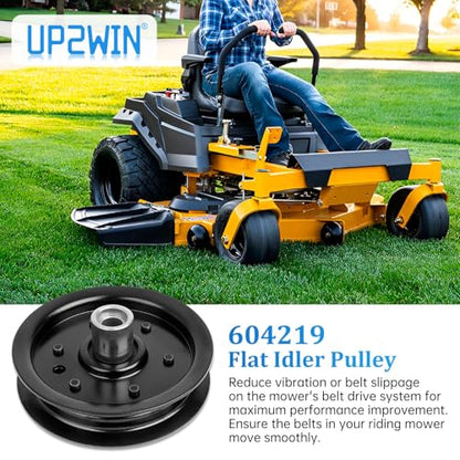 604219 Flat Idler Pulley Compatible with Hustler Dash 34" 42" Raptor 36" 42" 52" 54" Mower Deck, 126123 Idler Pulley Compatible with 939223 938498 938977 933614, Replaces Rotary 15211, 2P - size: 604219_2pc