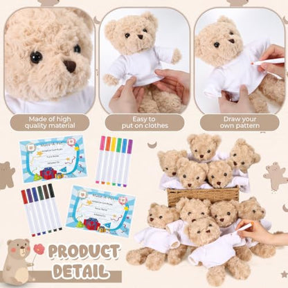 Blueweenly 40 Pcs Make Your Own Stuffed Animal Bear Kit,Light Brown - color: Light Brown