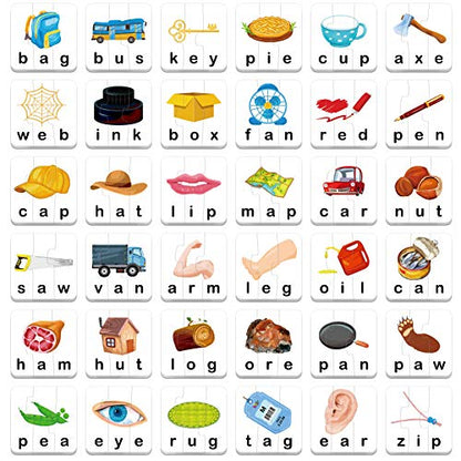 72 Word Spelling Puzzles with Error-Correction Mechanism in 3 Pieces, Perfect for Preschool Learning (36 Block Double Sided) - style: 36 Blocks Double Sided-B