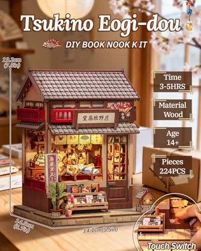 Japan Book Nook, DIYMiniature House Kit, Japanese Fan Shop Booknook - color: Tsukino Eogi-dou