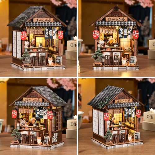 DIY Book Nook Kit with LED Light, Miniature Dollhouse, 3D Wooden Puzzle, Bookshelf Insert Decor Craft Gift (The Mellow Pub) - style: The Mellow Pub